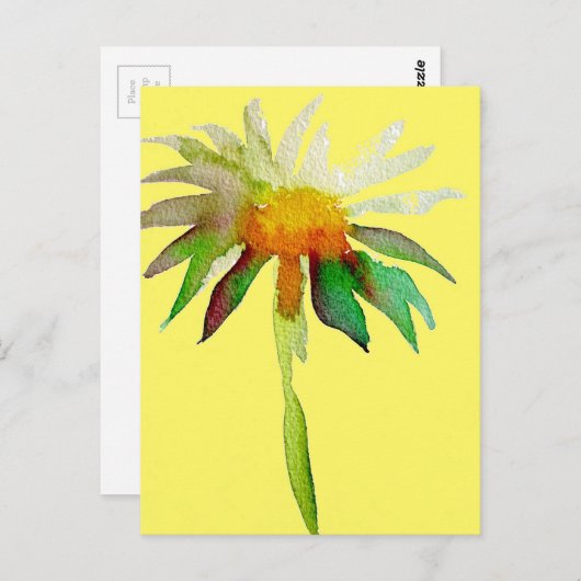 Daisy Moderne Blume in Gelb Postkarte (Vorne/Hinten)