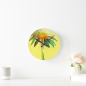 Daisy Moderne Blume in Gelb Runde Wanduhr (Zuhause)