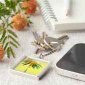 Daisy Moderne Blume in Gelb Schlüsselanhänger (Seite)