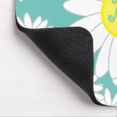 Daisy Monogram Aquamarin grün und gelb Mousepad (Ecke)