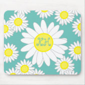 Daisy Monogram Aquamarin grün und gelb Mousepad (Vorne)