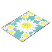 Daisy Monogram Aquamarin grün und gelb Notizblock (Linke Seite)