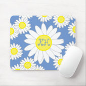 Daisy Monogram Blue White und Yellow Notebook Mousepad (Mit Mouse)