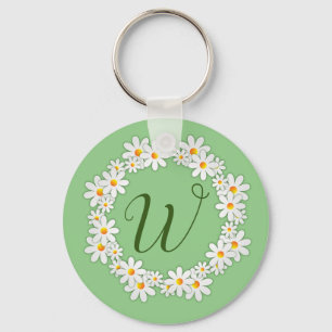 Daisy Monogram Green Schlüsselanhänger mit Daisies