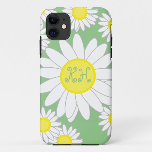 Daisy Monogram Green White und Gelb Case-Mate iPhone Hülle (Rückseite)