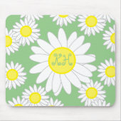 Daisy Monogram Green White und Gelb Mousepad (Vorne)
