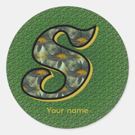 Daisy Monogram Initial S Personalized Runder Aufkleber (Vorderseite)