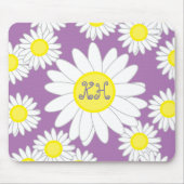Daisy Monogram Lila weiß und gelb Mousepad (Vorne)