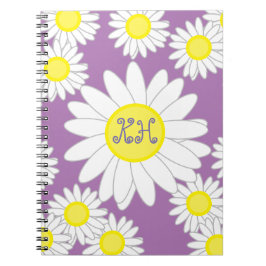 Daisy Monogram Lila weiß und gelb Notizblock