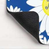 Daisy Monogram Navy Blue White und Yellow Mousepad (Ecke)