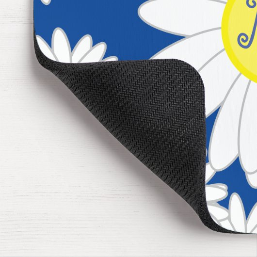 Daisy Monogram Navy Blue White und Yellow Mousepad (Ecke)