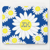 Daisy Monogram Navy Blue White und Yellow Mousepad (Vorne)