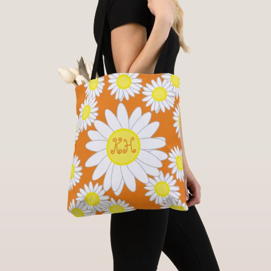 Daisy Monogram Orange White and Yellow Toag Bag Tasche (Von Nahem)