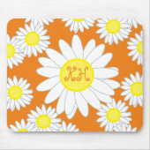 Daisy Monogram Orange White und Gelb Mousepad (Vorne)