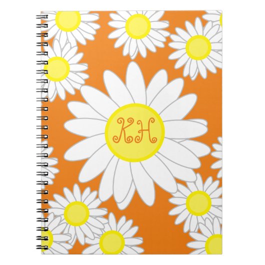 Daisy Monogram Orange White und Gelb Notizblock (Vorderseite)