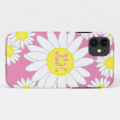 Daisy Monogram Pink White und Gelb Case-Mate iPhone Hülle (Rückseite (Horizontal))