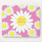 Daisy Monogram Pink White und Gelb Mousepad (Vorne)