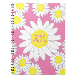 Daisy Monogram Pink White und Gelb Notizblock