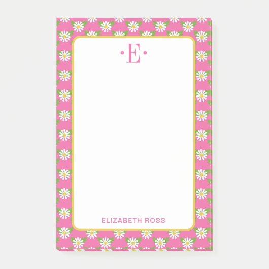 Daisy Monogram Post-it Klebezettel (Vorderseite)