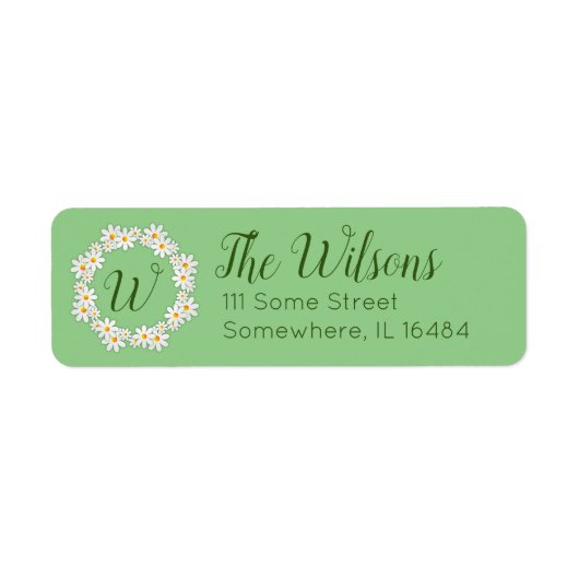 Daisy Monogram Rücksendeadressen-Aufklebers Daisie (Vorne)