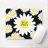 Daisy Monogram Schwarz-weiß und gelb Mousepad (Mit Mouse)