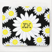 Daisy Monogram Schwarz-weiß und gelb Mousepad (Vorne)