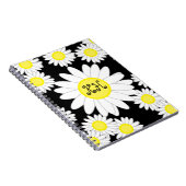 Daisy Monogram Schwarz-weiß und gelb Notizblock (Rechte Seite)
