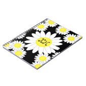 Daisy Monogram Schwarz-weiß und gelb Notizblock (Linke Seite)
