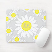 Daisy Monogram Silver Grau Weiß und Gelb Mousepad (Mit Mouse)