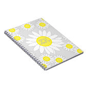 Daisy Monogram Silver Grau Weiß und Gelb Notizblock (Rechte Seite)