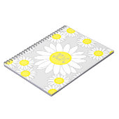 Daisy Monogram Silver Grau Weiß und Gelb Notizblock (Linke Seite)