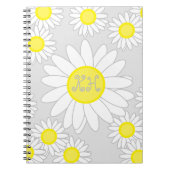 Daisy Monogram Silver Grau Weiß und Gelb Notizblock (Vorderseite)