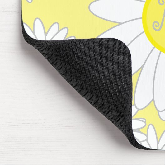 Daisy Monogram weiß und gelb Mousepad (Ecke)