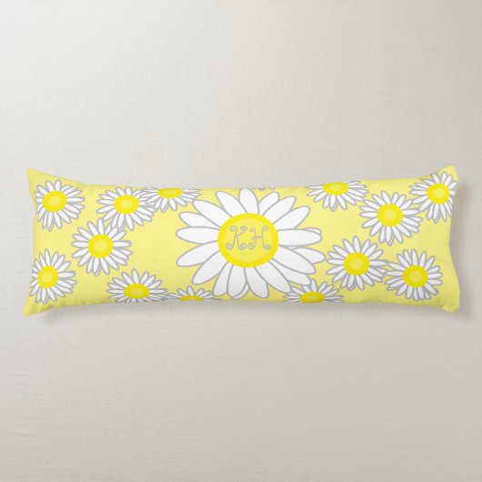 Daisy Monogram weiß und gelb Seitenschläferkissen (Vorderseite)