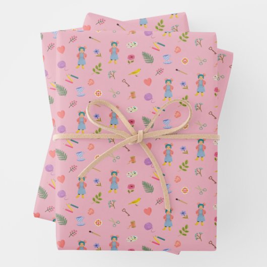 Daisy Motif Geschenkpapier Set (Beispiel)
