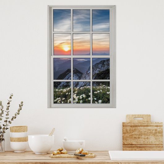 Daisy Mountain White Frame Illusion Poster (Küche)