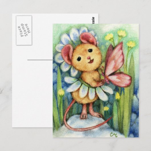 Daisy Mouse Fantasy Art Postcard Postkarte (Vorne/Hinten)