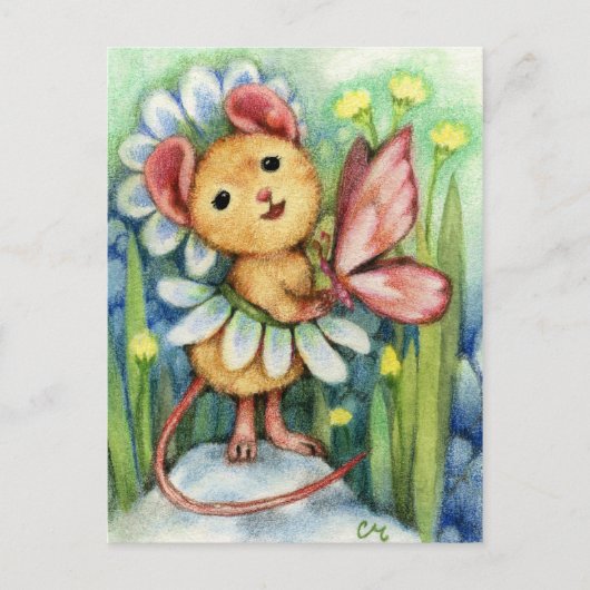 Daisy Mouse Fantasy Art Postcard Postkarte (Vorderseite)