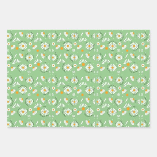 Daisy Muster Hintergrund veränderbar Alter süß 16 Geschenkpapier Set (Vorderseite 2)