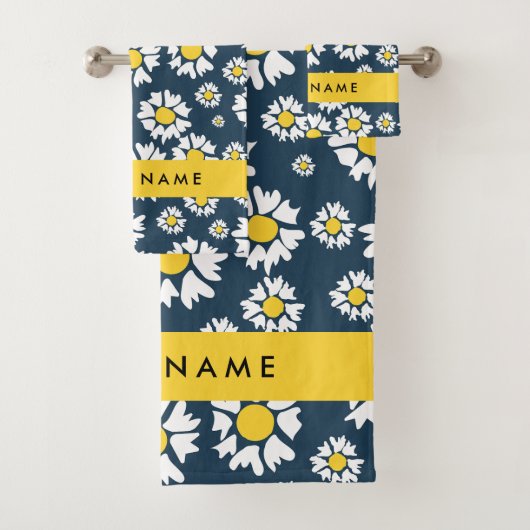 Daisy Muster, White Daisies, Ihr Name Badhandtuch Set (Insitu)