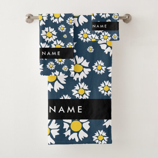 Daisy Muster, White Daisies, Ihr Name Badhandtuch Set (Insitu)
