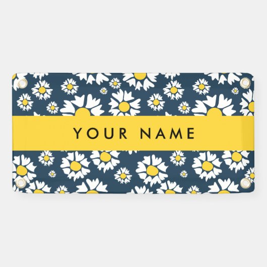 Daisy Muster, White Daisies, Ihr Name Banner (Horizontal)
