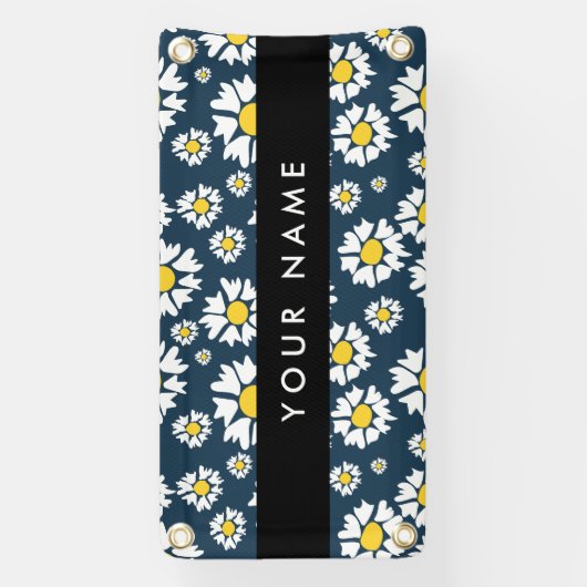 Daisy Muster, White Daisies, Ihr Name Banner (Vertikal)