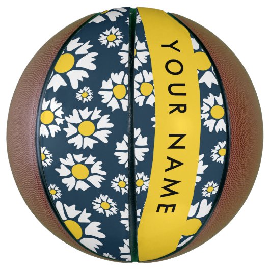 Daisy Muster, White Daisies, Ihr Name Basketball (Vertikal)