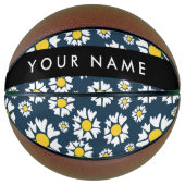 Daisy Muster, White Daisies, Ihr Name Basketball (Vorderseite)