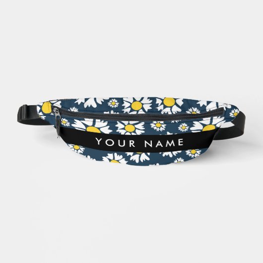 Daisy Muster, White Daisies, Ihr Name Bauchtasche (Vorderseite)