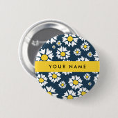 Daisy Muster, White Daisies, Ihr Name Button (Vorne & Hinten)