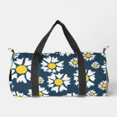 Daisy Muster, White Daisies, Ihr Name Duffle Bag (Vorderseite)