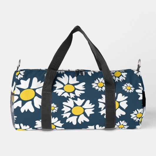Daisy Muster, White Daisies, Ihr Name Duffle Bag (Rückseite)