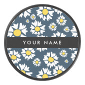 Daisy Muster, White Daisies, Ihr Name Eishockey Puck (Vorderseite)